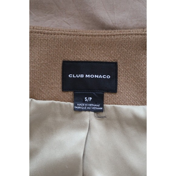 Club Monaco Womens Size S Collarless Three-Button Over Coat Formal Beige Wool - Picture 7 of 8
